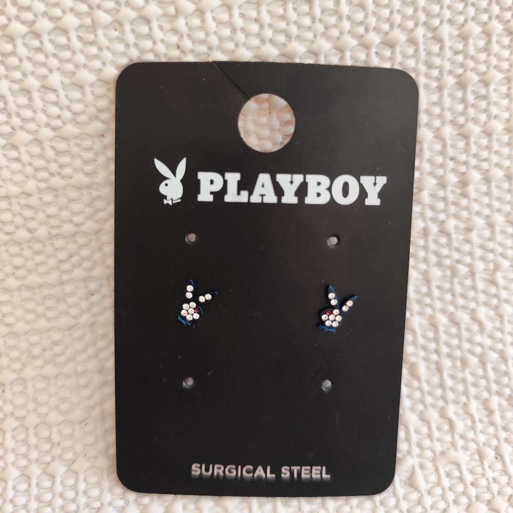 3/$25💙Surgical Steel Playboy blue Bunny Stud Earrings